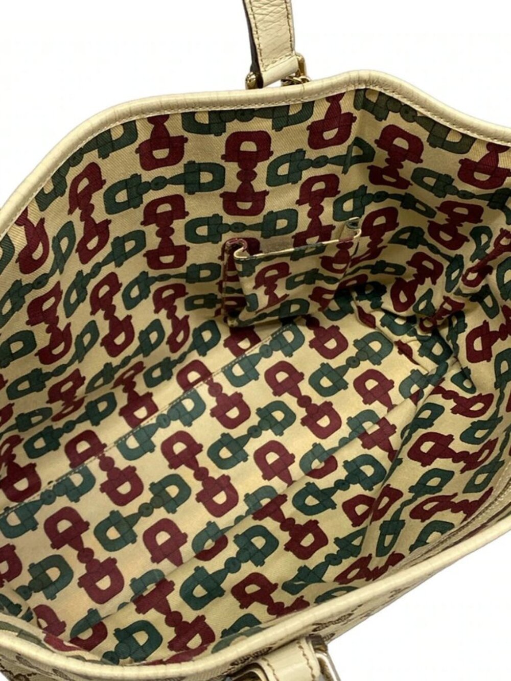 GUCCI GG/Sherry (Web) 137396 Beige Cream Multi Jacquard Leather Tote Bag - Picture 11 of 15